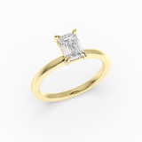 Emerald Cut Lab-Grown Diamond Solitaire Engagement Ring in 14K Gold – Classic Band