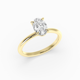 Oval Lab-Grown Diamond Solitaire Engagement Ring in 14K Gold – Classic Band
