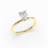 Cushion Shape Lab-Grown Diamond Solitaire Engagement Ring in 14K Gold – Classic Band