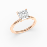 Asscher Cut Lab-Grown Diamond Solitaire Engagement Ring in 14K Gold – Classic Band