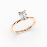 Cushion Shape Lab-Grown Diamond Solitaire Engagement Ring in 14K Gold – Classic Band