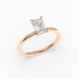 Emerald Cut Lab-Grown Diamond Solitaire Engagement Ring in 14K Gold – Classic Band