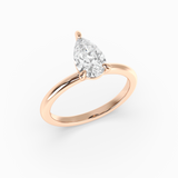 Pear Shape Lab-Grown Diamond Solitaire Engagement Ring in 14K Gold – Classic Band