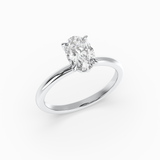 Oval Lab-Grown Diamond Solitaire Engagement Ring in 14K Gold – Classic Band