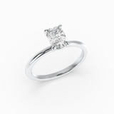 Cushion Shape Lab-Grown Diamond Solitaire Engagement Ring in 14K Gold – Classic Band