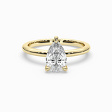 Pear Shape Lab-Grown Diamond Solitaire Engagement Ring in 14K Gold – Classic Band