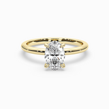 Oval Lab-Grown Diamond Solitaire Engagement Ring in 14K Gold – Classic Band