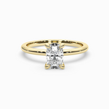 Cushion Shape Lab-Grown Diamond Solitaire Engagement Ring in 14K Gold – Classic Band