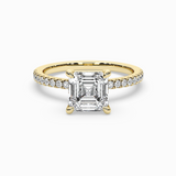 Asscher Cut Lab-Grown Diamond Solitaire Engagement Ring in 14K Gold – Pavé Band