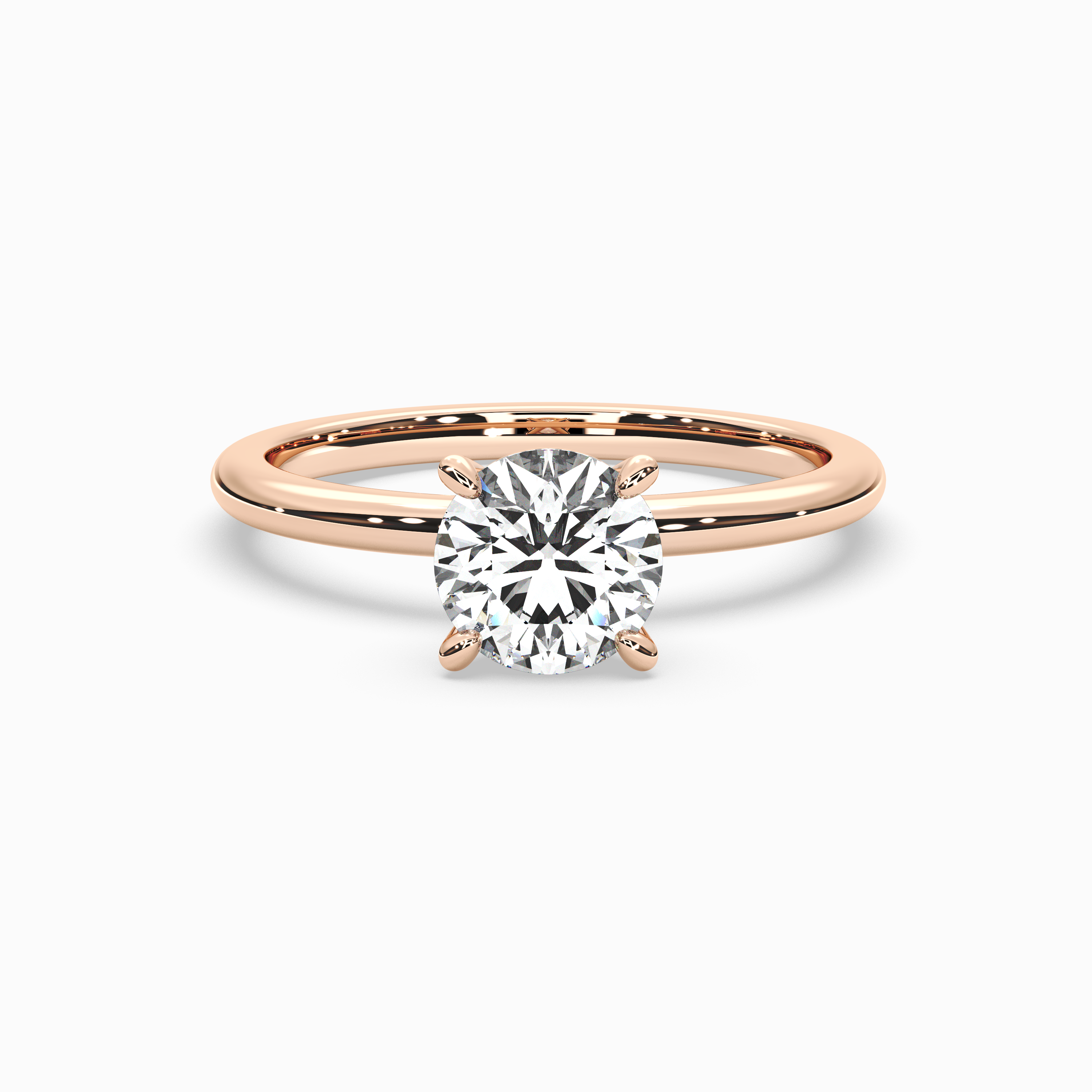 Round Lab-Grown Diamond Solitaire Engagement Ring in 14K Gold – Classic Band
