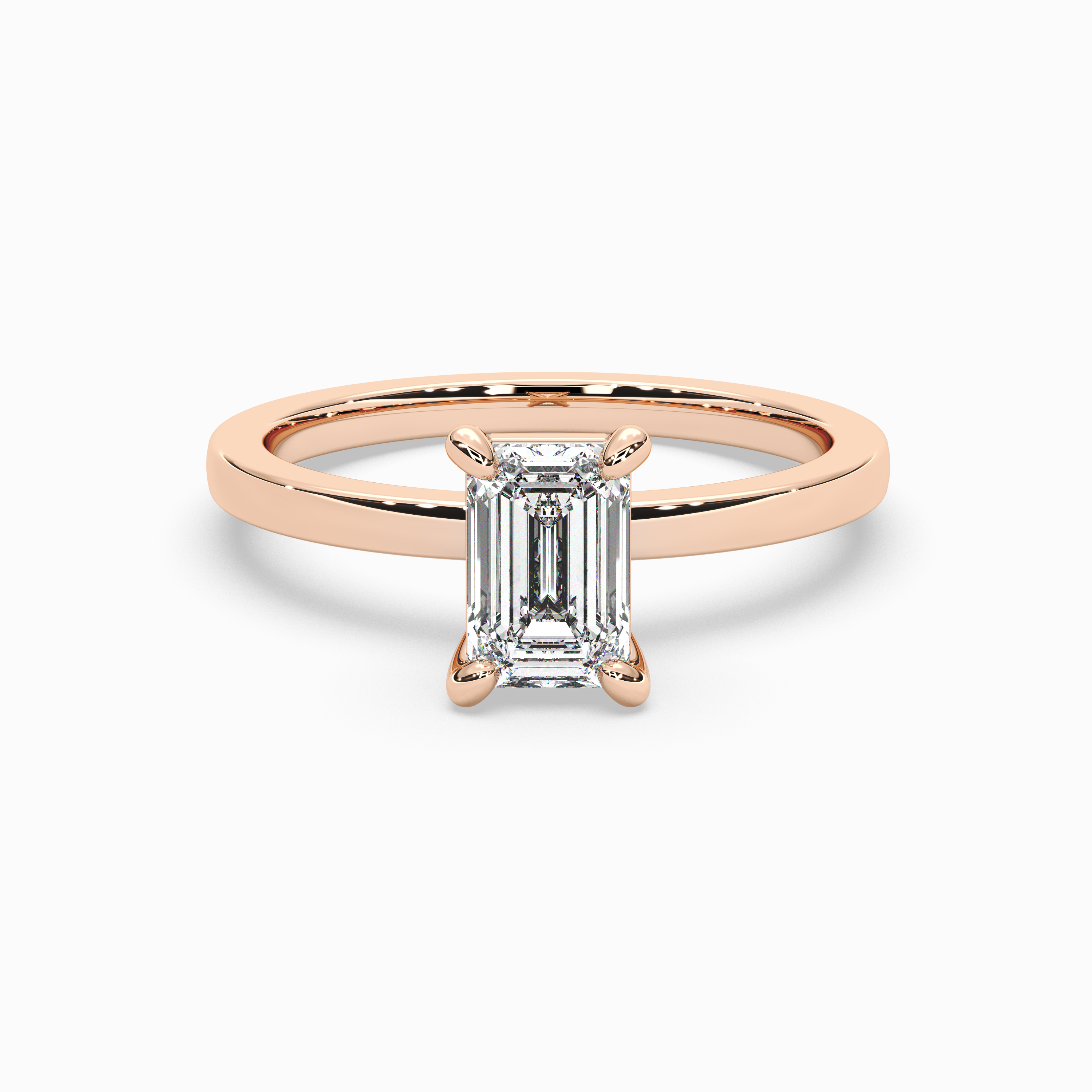 Emerald Cut Lab-Grown Diamond Solitaire Engagement Ring in 14K Gold – Classic Band