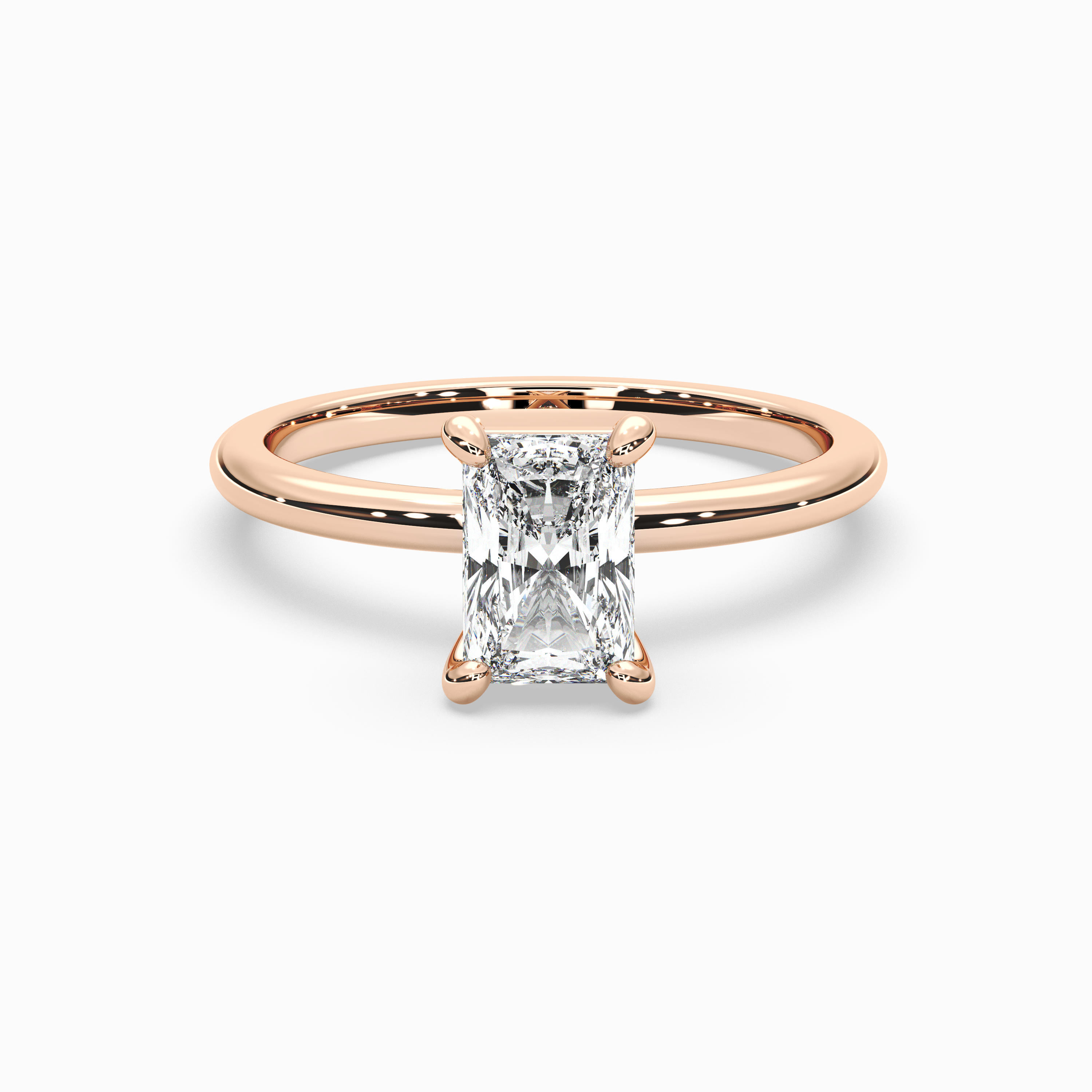 Radiant Cut Lab-Grown Diamond Solitaire Engagement Ring in 14K Gold – Classic Band