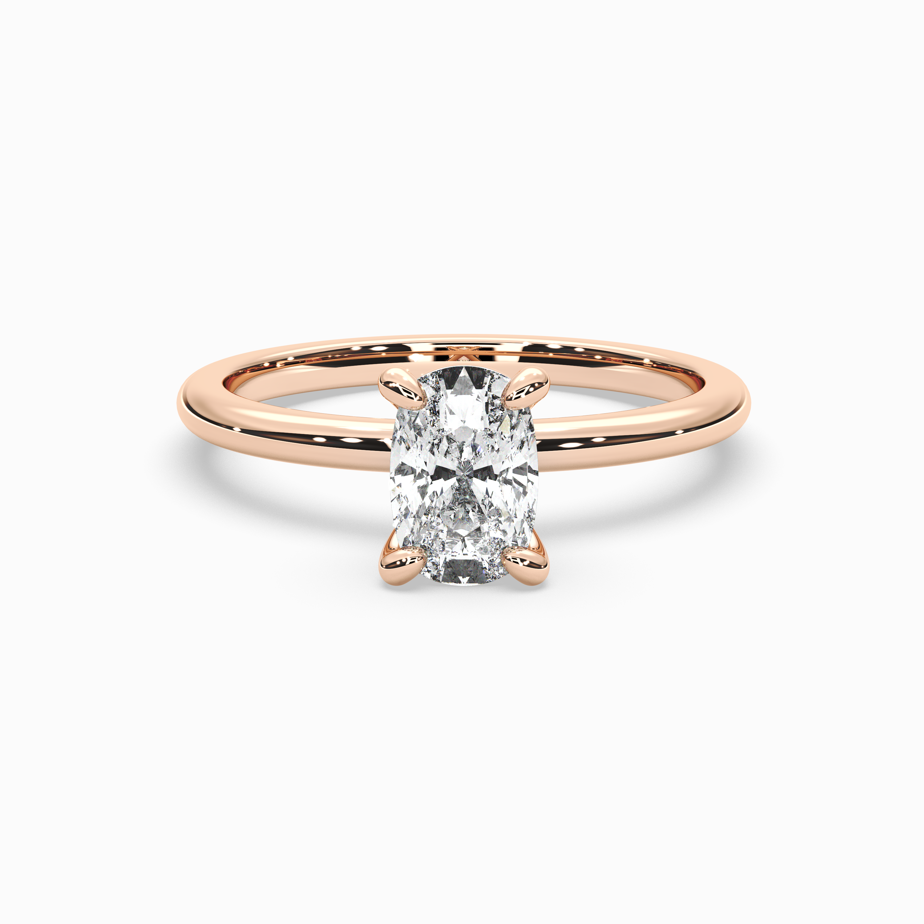 Cushion Shape Lab-Grown Diamond Solitaire Engagement Ring in 14K Gold – Classic Band