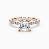 Asscher Cut Lab-Grown Diamond Solitaire Engagement Ring in 14K Gold – Pavé Band