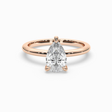 Pear Shape Lab-Grown Diamond Solitaire Engagement Ring in 14K Gold – Classic Band