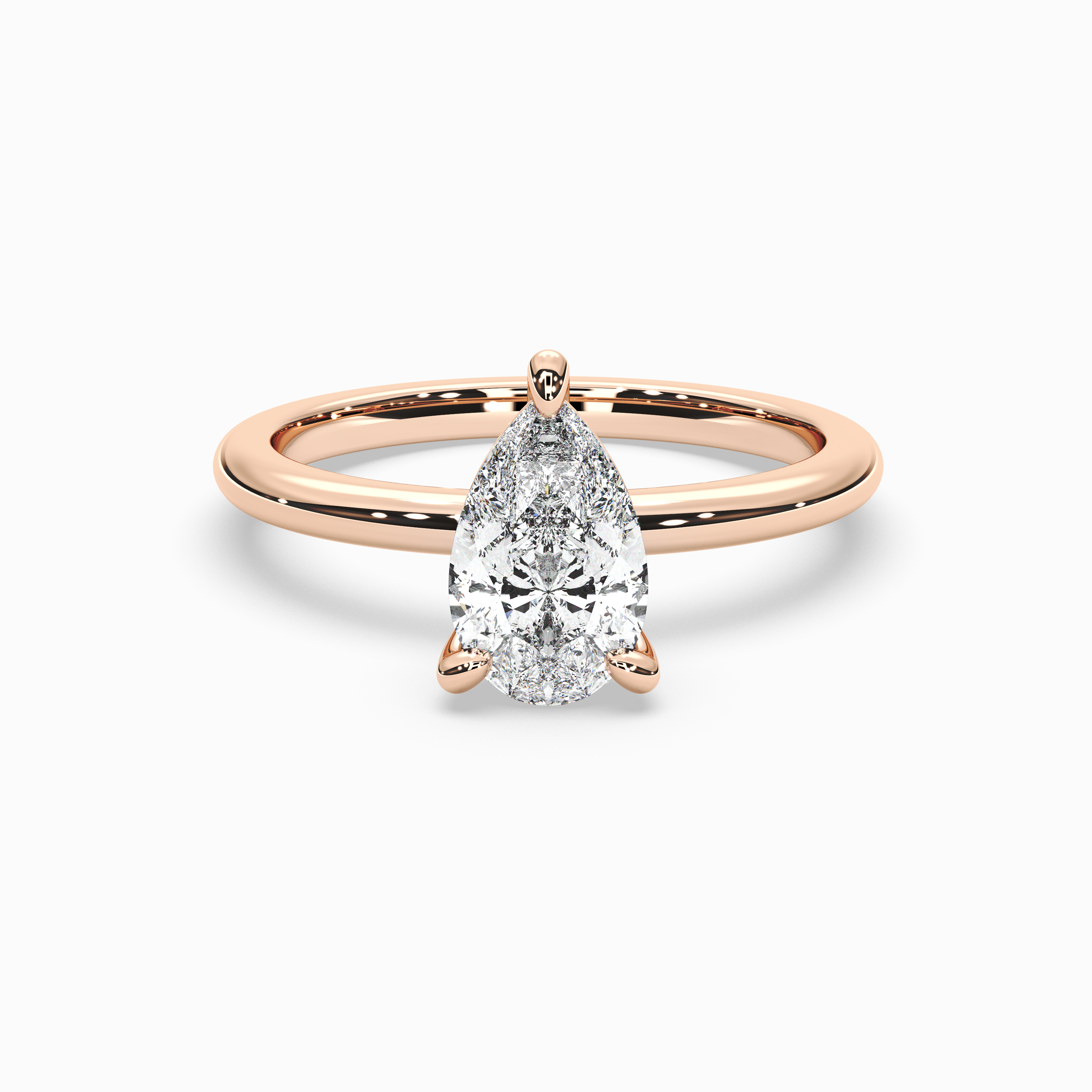 Pear Shape Lab-Grown Diamond Solitaire Engagement Ring in 14K Gold – Classic Band