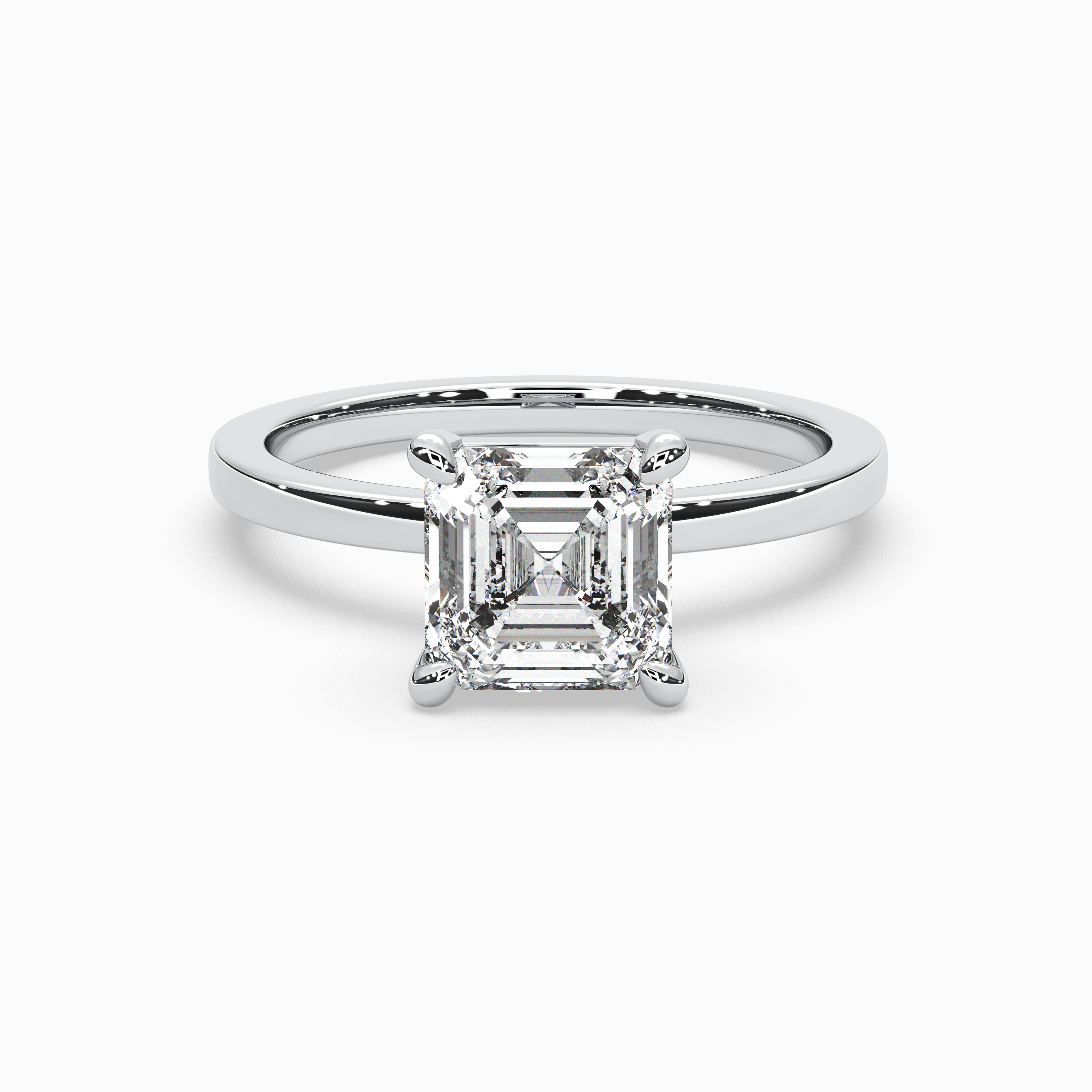 Asscher Cut Lab-Grown Diamond Solitaire Engagement Ring in 14K Gold – Classic Band
