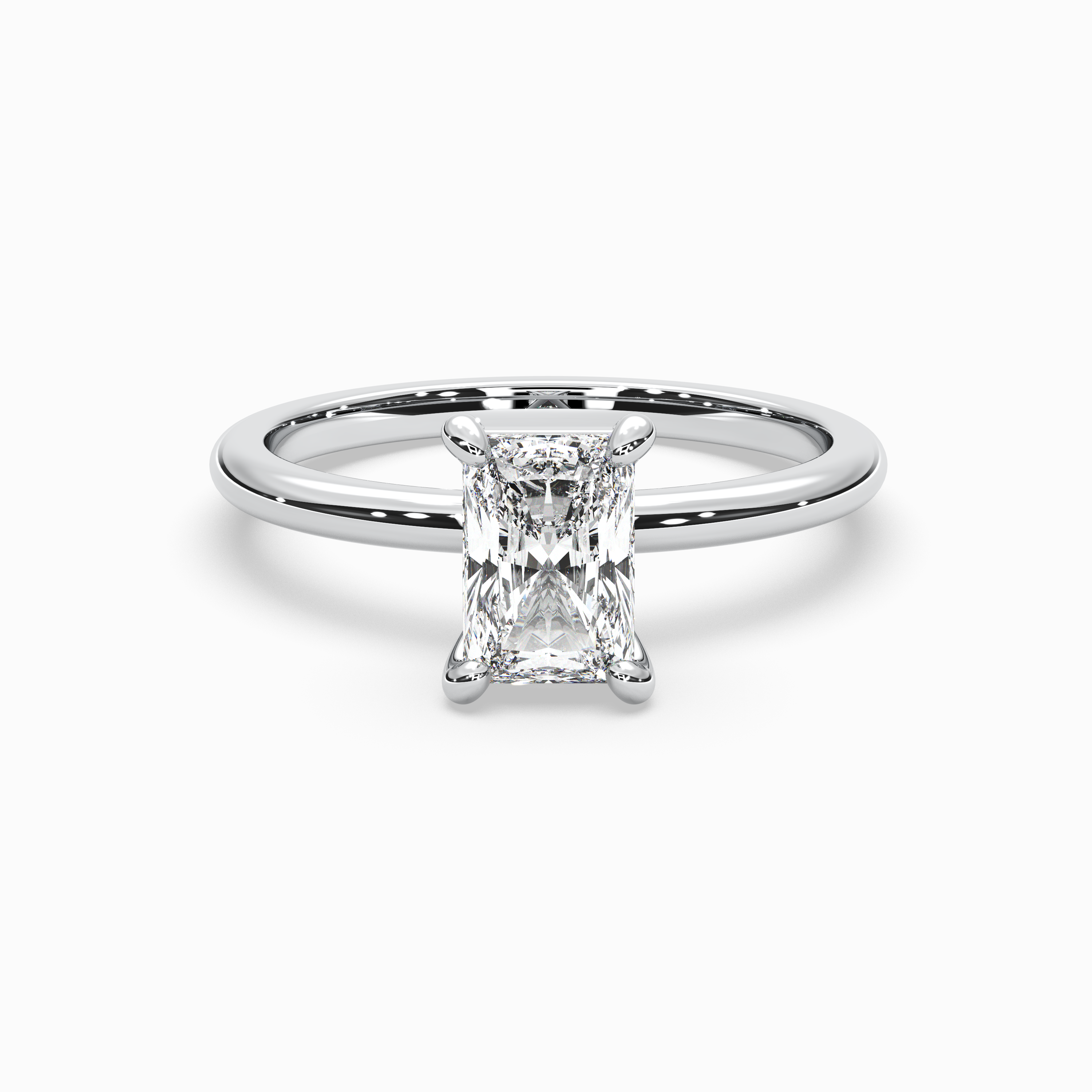 Radiant Cut Lab-Grown Diamond Solitaire Engagement Ring in 14K Gold – Classic Band