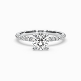 Round Lab-Grown Diamond Solitaire Engagement Ring in 14K Gold – Pavé Band