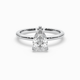 Pear Shape Lab-Grown Diamond Solitaire Engagement Ring in 14K Gold – Classic Band