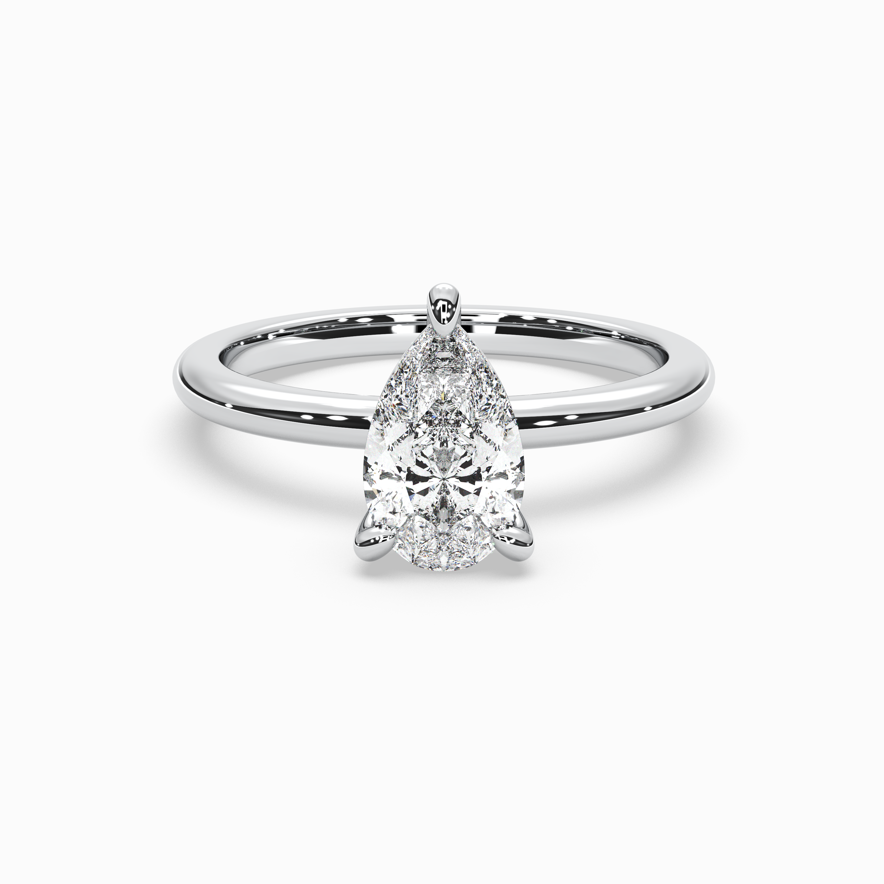 Pear Shape Lab-Grown Diamond Solitaire Engagement Ring in 14K Gold – Classic Band