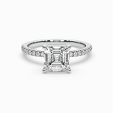 Asscher Cut Lab-Grown Diamond Solitaire Engagement Ring in 14K Gold – Pavé Band