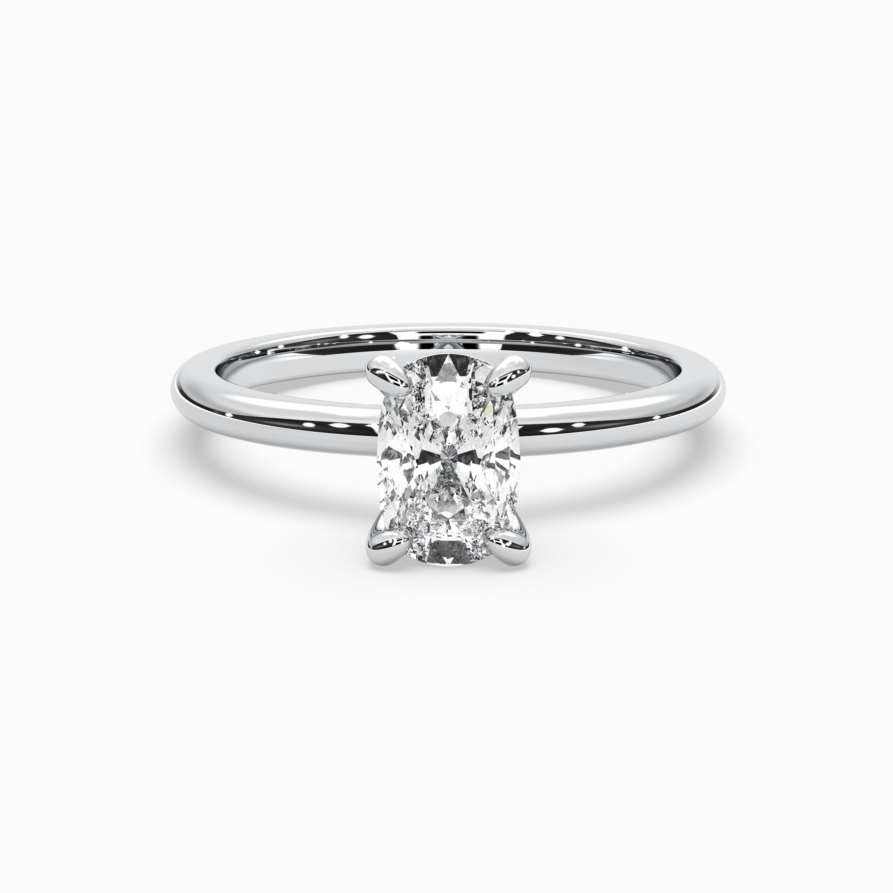 Cushion Shape Lab-Grown Diamond Solitaire Engagement Ring in 14K Gold – Classic Band