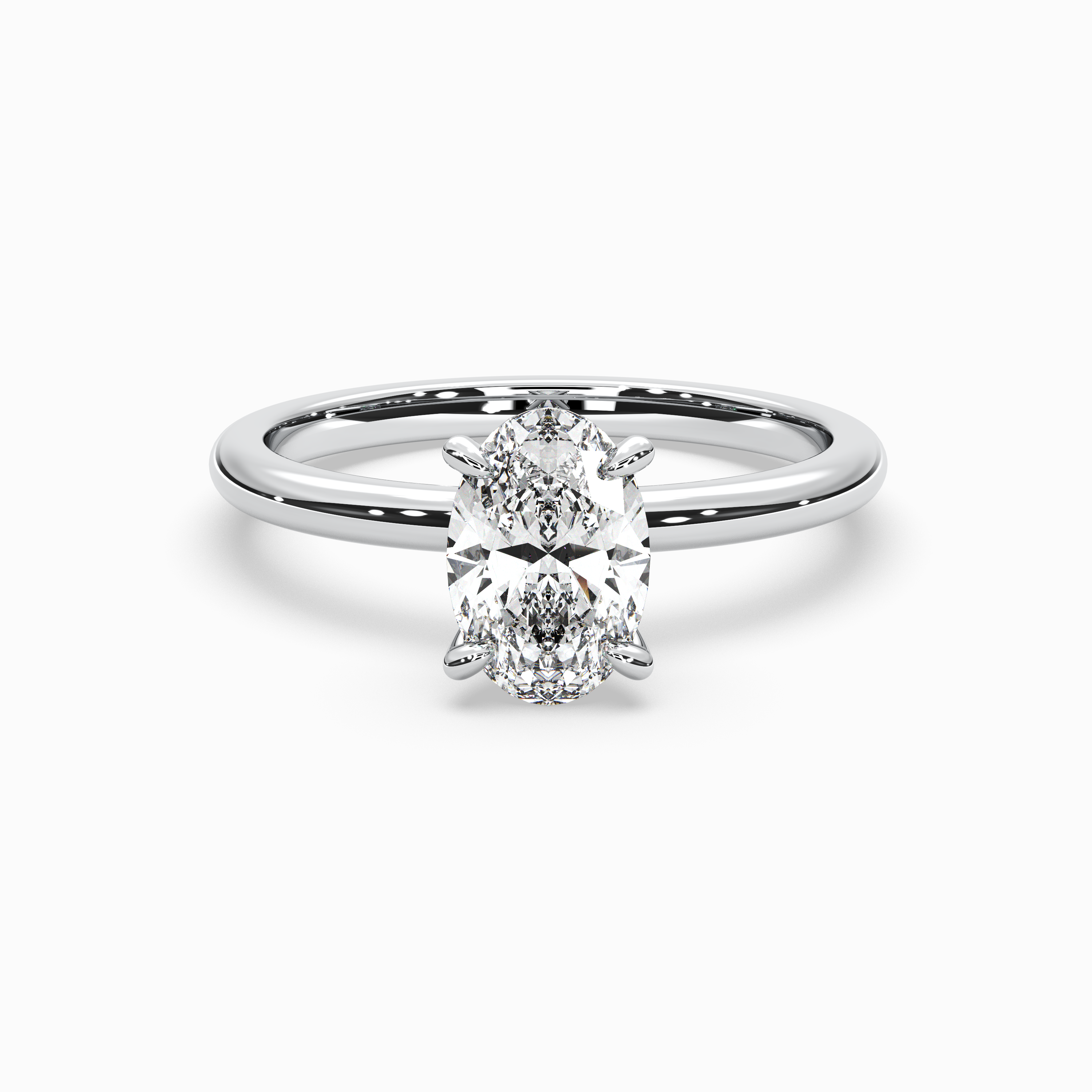 Oval Lab-Grown Diamond Solitaire Engagement Ring in 14K Gold – Classic Band