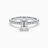 Emerald Cut Lab-Grown Diamond Solitaire Engagement Ring in 14K Gold – Pavé Band