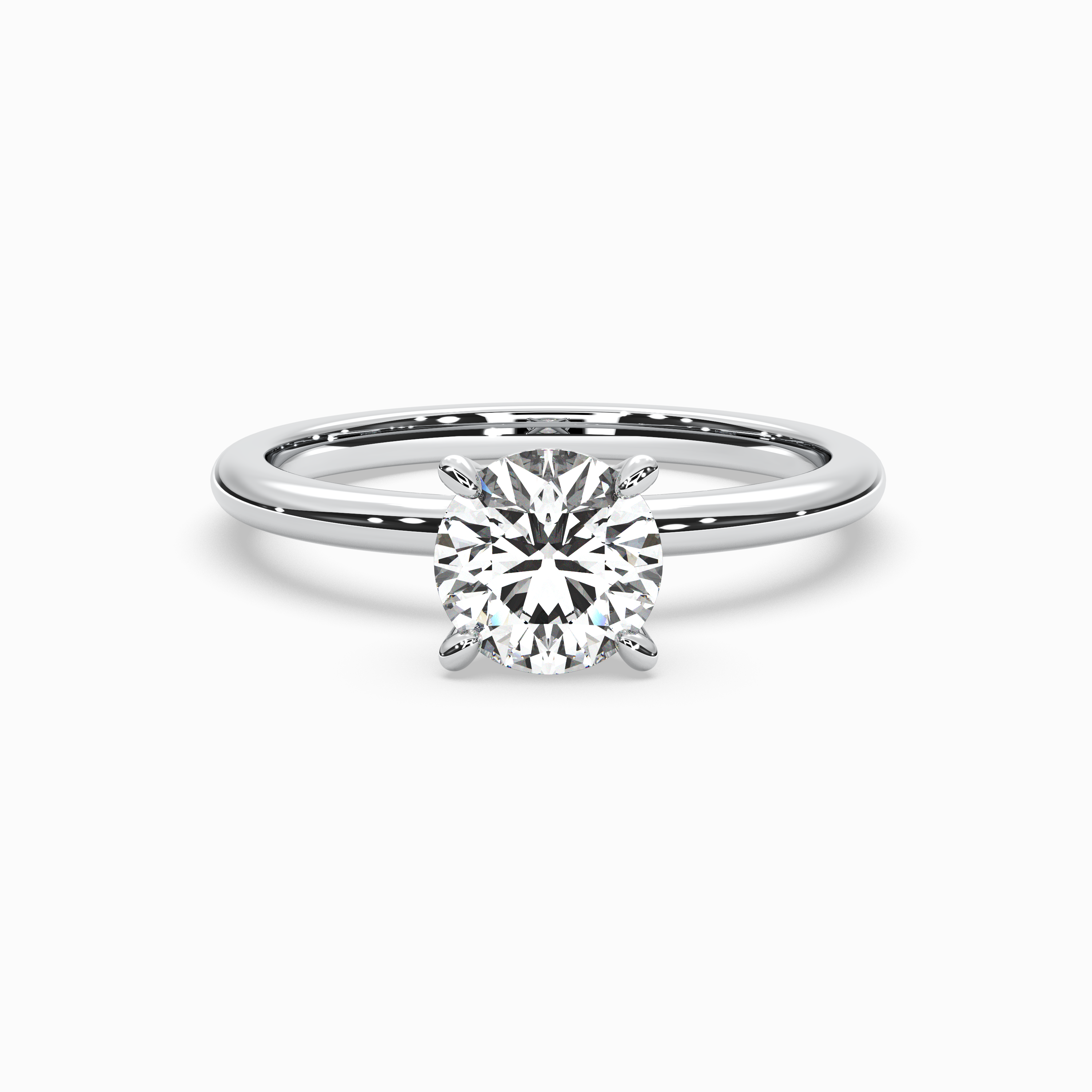 Round Lab-Grown Diamond Solitaire Engagement Ring in 14K Gold – Classic Band