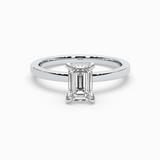 Emerald Cut Lab-Grown Diamond Solitaire Engagement Ring in 14K Gold – Classic Band