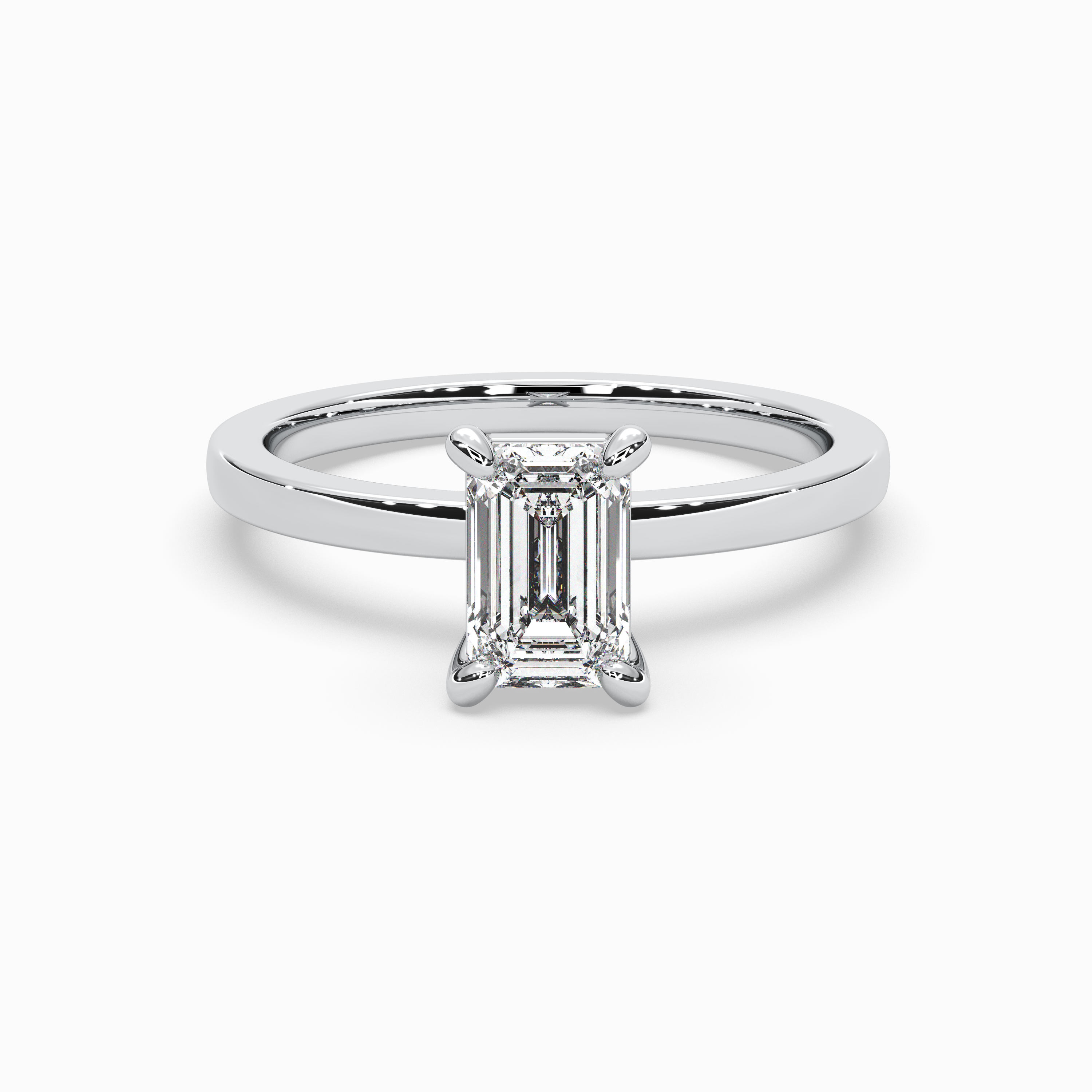 Emerald Cut Lab-Grown Diamond Solitaire Engagement Ring in 14K Gold – Classic Band