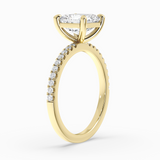 Asscher Cut Lab-Grown Diamond Solitaire Engagement Ring in 14K Gold – Pavé Band