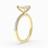 Pear Shape Lab-Grown Diamond Solitaire Engagement Ring in 14K Gold – Pavé Band