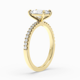 Radiant Cut Lab-Grown Diamond Solitaire Engagement Ring in 14K Gold – Pavé Band