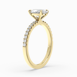 Oval Lab-Grown Diamond Solitaire Engagement Ring in 14K Gold – Pavé Band