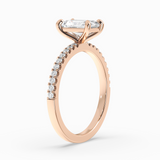 Radiant Cut Lab-Grown Diamond Solitaire Engagement Ring in 14K Gold – Pavé Band