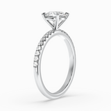 Round Lab-Grown Diamond Solitaire Engagement Ring in 14K Gold – Pavé Band