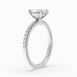 Oval Lab-Grown Diamond Solitaire Engagement Ring in 14K Gold – Pavé Band