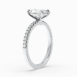 Radiant Cut Lab-Grown Diamond Solitaire Engagement Ring in 14K Gold – Pavé Band