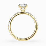Round Lab-Grown Diamond Solitaire Engagement Ring in 14K Gold – Pavé Band
