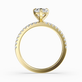 Pear Shape Lab-Grown Diamond Solitaire Engagement Ring in 14K Gold – Pavé Band