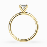 Cushion Shape Lab-Grown Diamond Solitaire Engagement Ring in 14K Gold – Classic Band