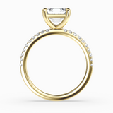 Asscher Cut Lab-Grown Diamond Solitaire Engagement Ring in 14K Gold – Pavé Band