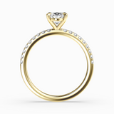 Oval Lab-Grown Diamond Solitaire Engagement Ring in 14K Gold – Pavé Band
