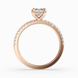 Radiant Cut Lab-Grown Diamond Solitaire Engagement Ring in 14K Gold – Pavé Band