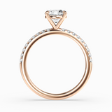 Round Lab-Grown Diamond Solitaire Engagement Ring in 14K Gold – Pavé Band