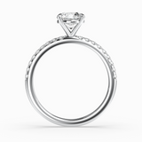 Round Lab-Grown Diamond Solitaire Engagement Ring in 14K Gold – Pavé Band