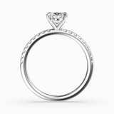 Oval Lab-Grown Diamond Solitaire Engagement Ring in 14K Gold – Pavé Band