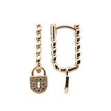 Paper Clip Rope with Lock Charm Huggies